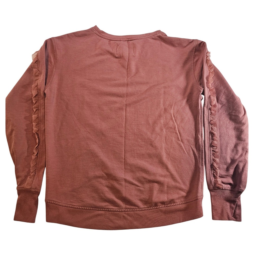 Victoria Sport Sweatshirt Women S Mauve Pink Ruffle Sleeve Glitter Logo - Picture 5 of 8